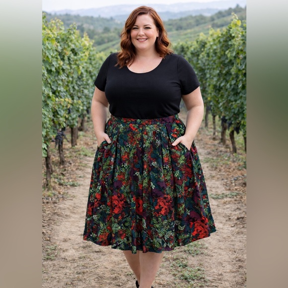 NWT Lularoe Madison Skirt Size 3XL Elastic Waist Dark Floral Print Pocket A-Line - Picture 10 of 10